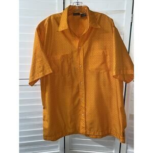 Vintage Men’s Tavalua Orange Hawaiian Print Short Sleeve Button Down Shirt Large